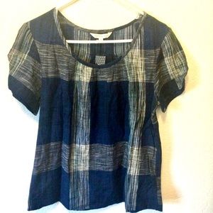 NWT DownEast Blue Plaid Blouse Size Medium